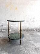 Hollywood regency green marble messing side table