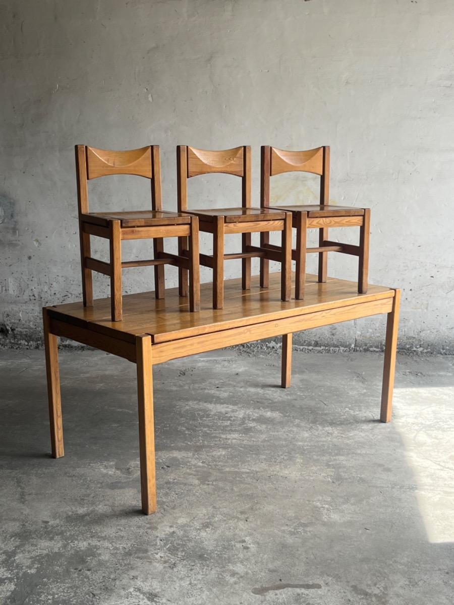 Suite of vintage 6 chairs and a dining table Ilmari Tapiovaara 1960s